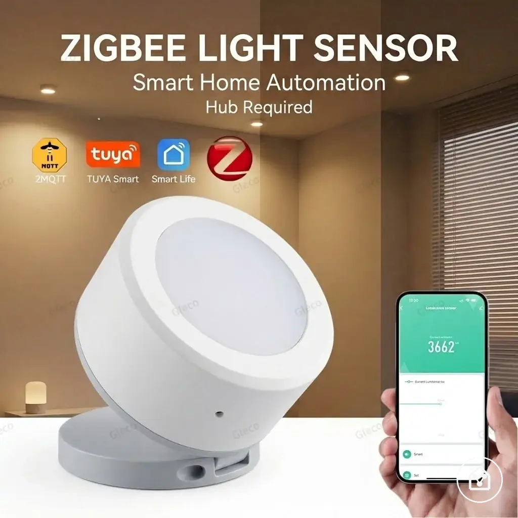حساس ضوء Zigbee لاكتشاف شدة الإضاءة والسطوع في أتمتة المنزل
