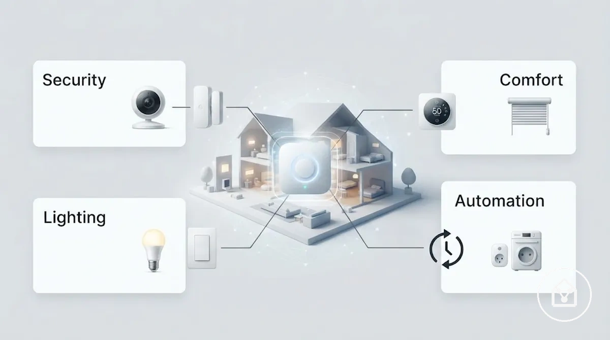 Sicherheits-, Beleuchtungs-, Komfort- und Automatisierungsprioritäten für die Auswahl von Smart-Home-Geräten