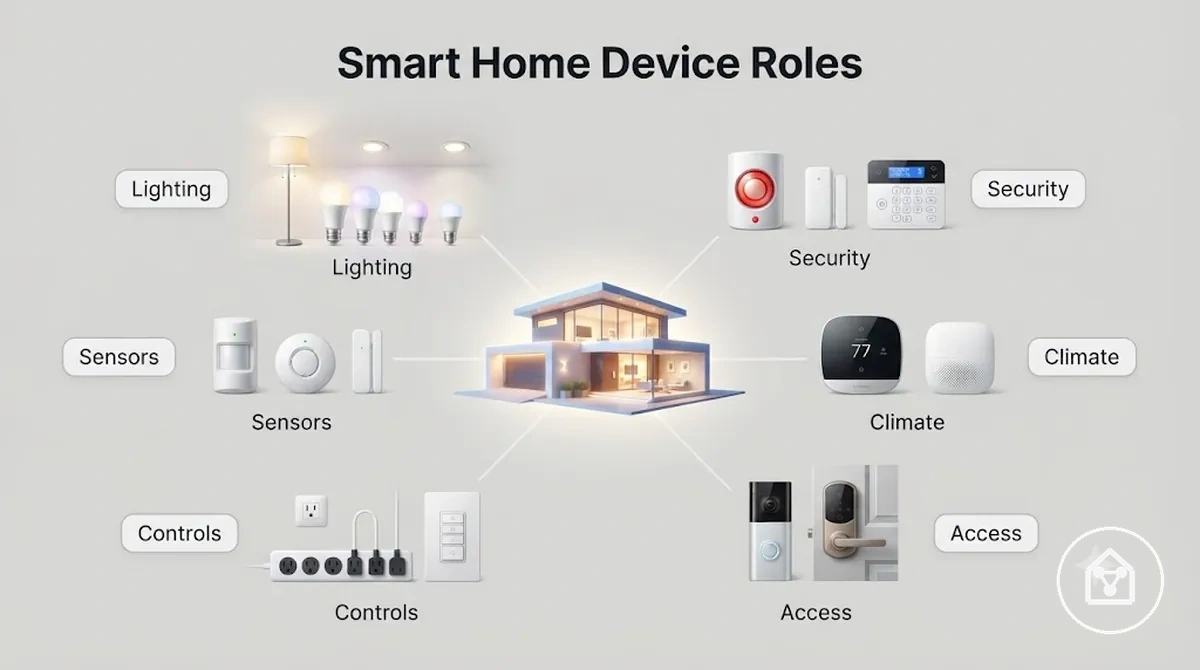 Vergleichsgrafik, die Smart-Home-Gerätetypen nach Haushaltsrolle zeigt