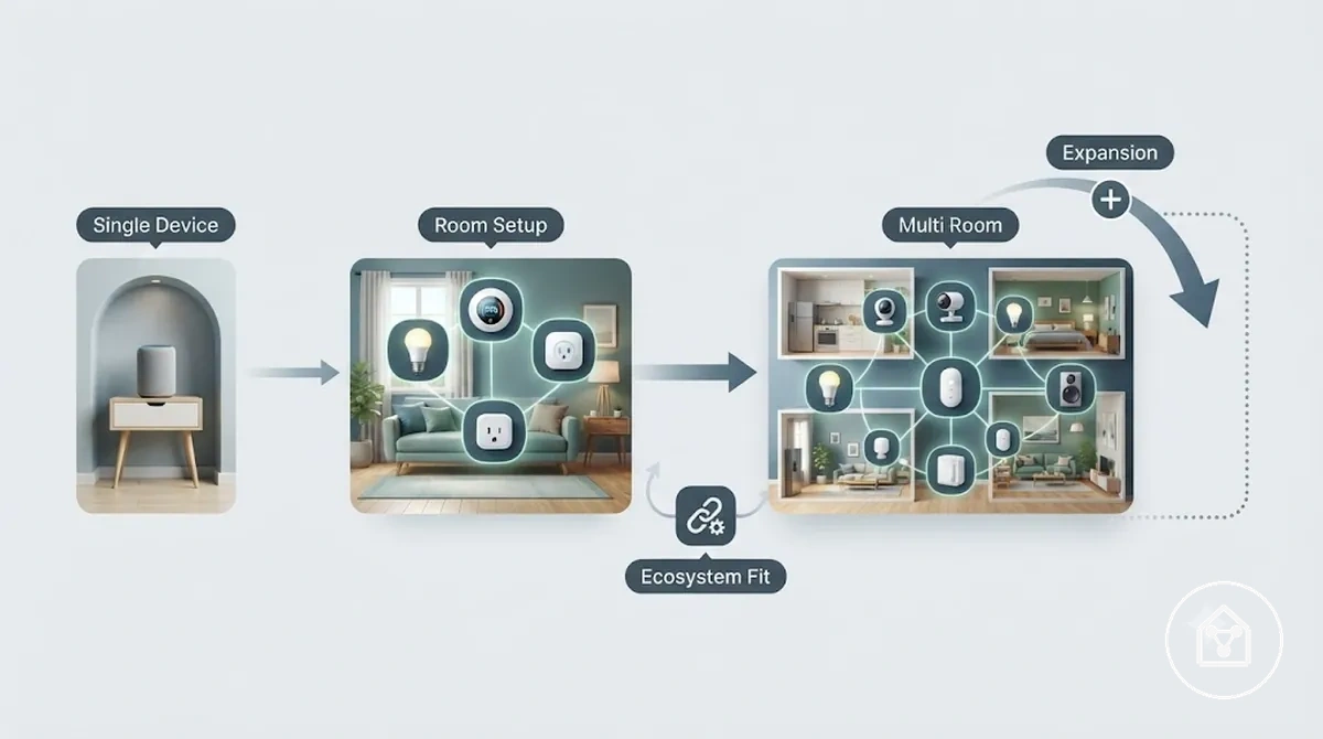 Vergleich des Smart-Home-Startumfangs von Einzelgerät bis Mehrraum-Einrichtung