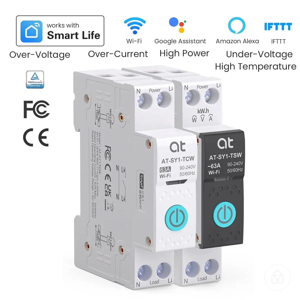 WiFi circuit breaker with energy meter and remote control switch functions