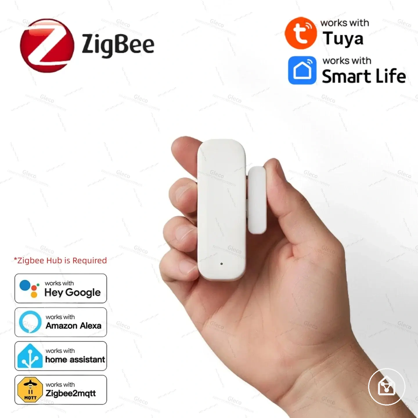Sensor magnético Zigbee de alarme para porta e janela em segurança residencial inteligente