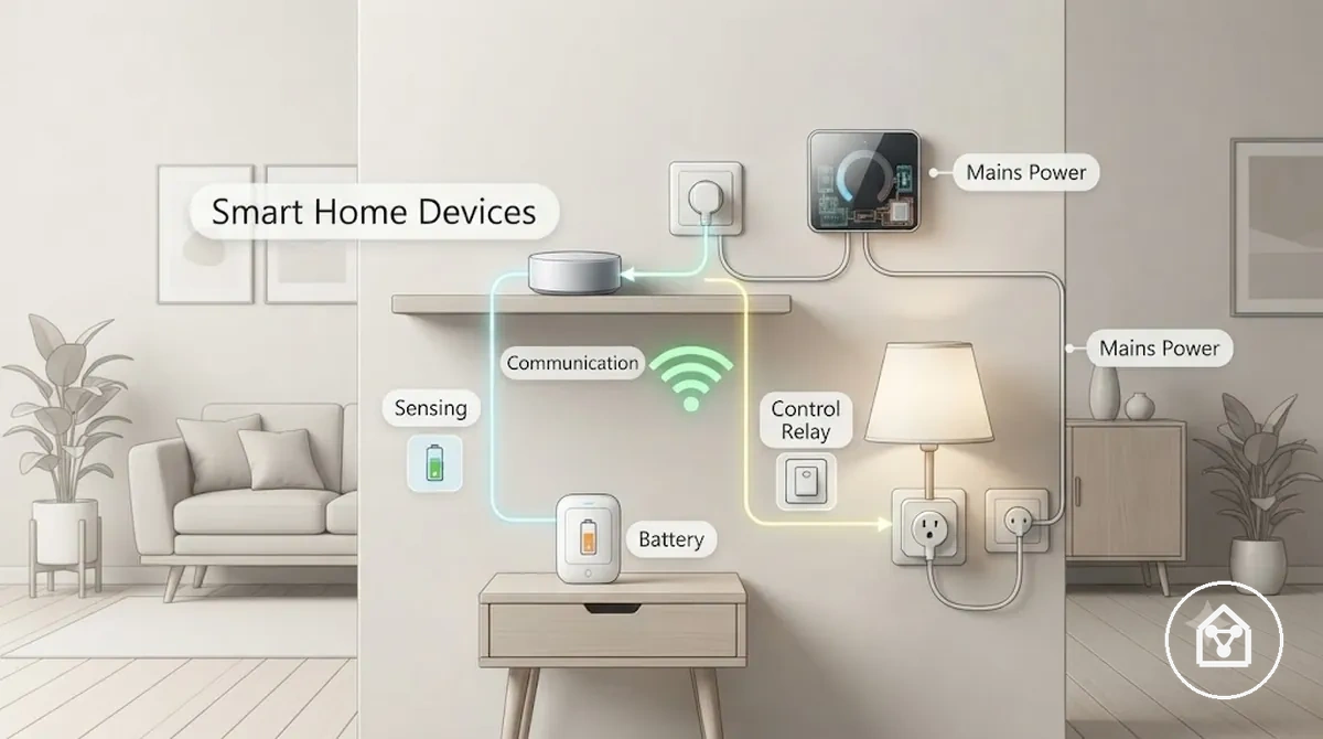 Sensörler, bağlı kontroller ve güç kaynakları aracılığıyla elektrik kullanımını gösteren akıllı ev cihazları
