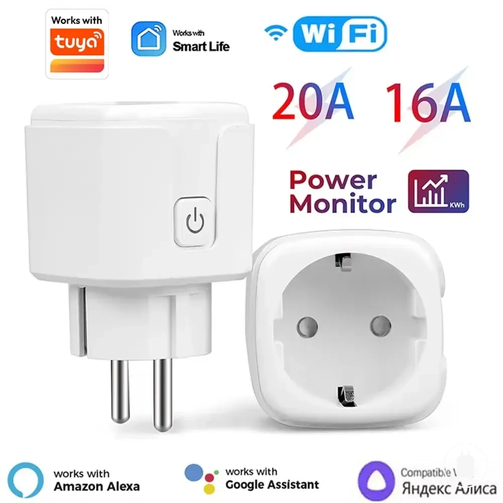 Enchufe inteligente EU de 20A con monitor de energía y diseño de toma WiFi
