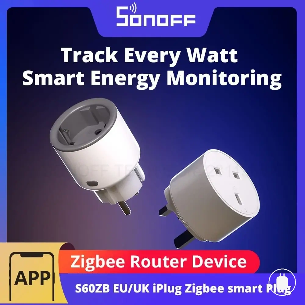 Enchufe inteligente Zigbee con monitor de energía y protección contra sobrecarga