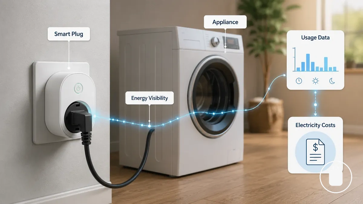 Enchufe inteligente con medición de energía midiendo el uso eléctrico de un electrodoméstico
