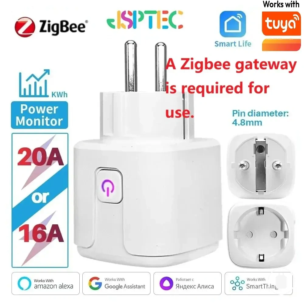 Prise connectée Tuya Zigbee 20A avec fonction de suivi de puissance
